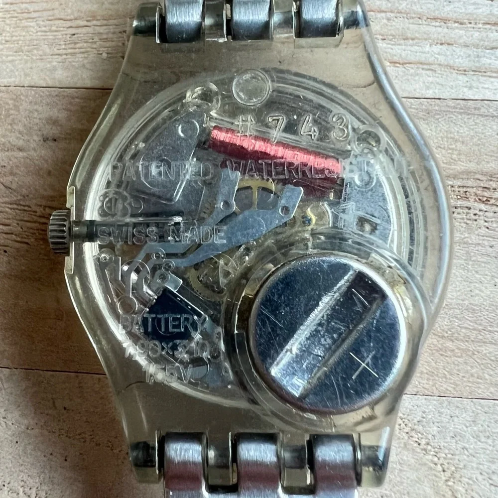 Swatch ladies watch pop art pink and cream bracelet NEW BATTERY